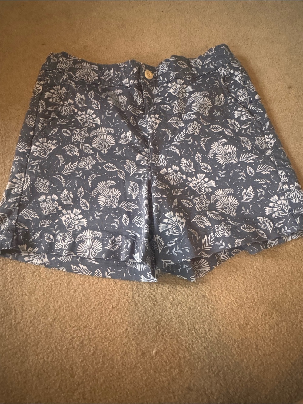 Navy Blue Floral Print Women's Bermuda Shorts